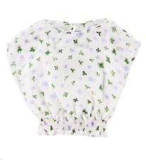 Emporio Armani Top - Silk - White w. Flowers Emporio Armani Top - Silk - White w. Flowers