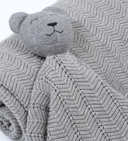 Doudou Smallstuff - 35x35 cm - Gris Chiné av. Peluche