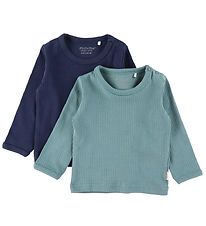 Minymo Long Sleeve Top - Rib - 2-pack - Goblin Blue Minymo Long Sleeve Top - Rib - 2-pack - Goblin Blue