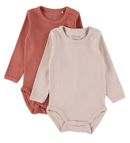Minymo Bodysuit l/s - Rib - 2-Pack - Canyon Rose Minymo Bodysuit l/s - Rib - 2-Pack - Canyon Rose