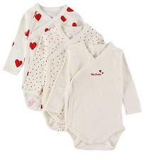 Petit Bateau Bodysuit l/s - 3-Pack - White w. Hearts Petit Bateau Bodysuit l/s - 3-Pack - White w. Hearts