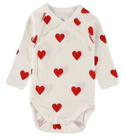 Petit Bateau Body l/ä - 3er-Pack - Weiß m. Herzen
