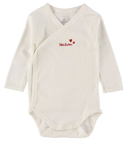 Petit Bateau Body l/ä - 3er-Pack - Weiß m. Herzen