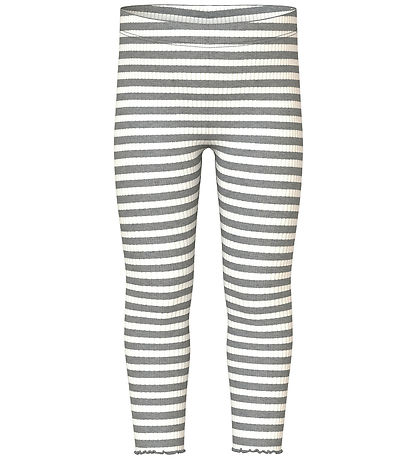 Name It Leggings - Rib - NmfVemma - Grey Melange/Cloud Dancer