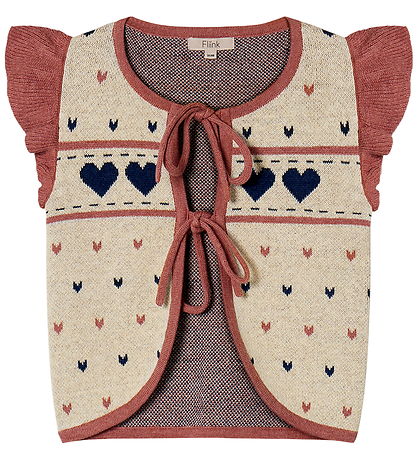 Fliink Waistcoat - Cotton/Wool - Nova - Multi Heart - Sandshell