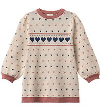 Fliink Dress - Cotton/Wool - Nova - Multi Heart - Sandshell
