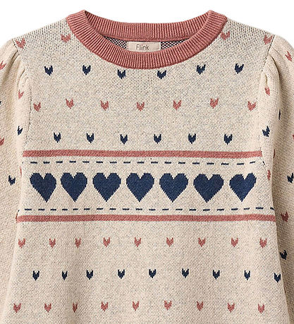Fliink Dress - Cotton/Wool - Nova - Multi Heart - Sandshell