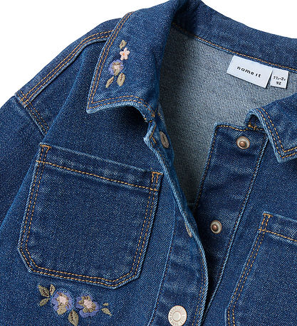 Veste en Jean Name It - NmfKara - Dark Blue Denim/Flower Veste en Jean Name It - NmfKara - Dark Blue Denim/Flower