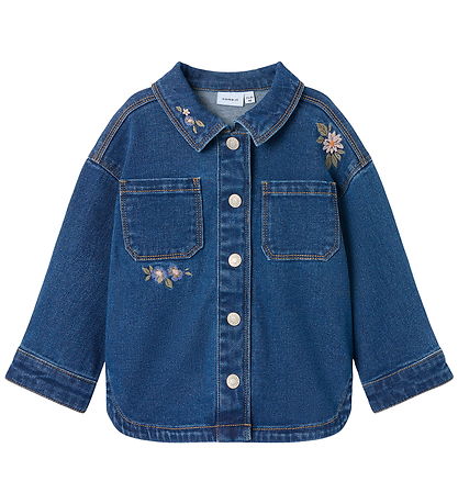 Veste en Jean Name It - NmfKara - Dark Blue Denim/Flower Veste en Jean Name It - NmfKara - Dark Blue Denim/Flower