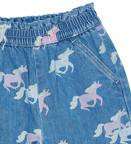 Copenhagen Colors Jeans - Frill Waist & Unicorn Print - Blue