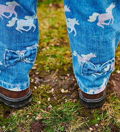 Copenhagen Colors Jeans - Frill Waist & Unicorn Print - Blue