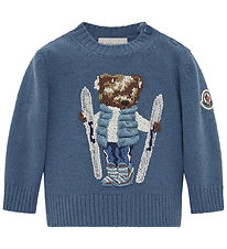 Moncler Tröja - Ull - Medium+ Blue m. Gosedjur Moncler Tröja - Ull - Medium+ Blue m. Gosedjur