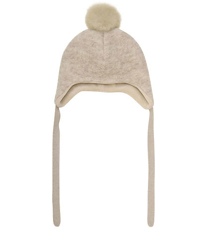Bonnet Huttelihut - Laine - Sable Mélange av. Pompon Bonnet Huttelihut - Laine - Sable Mélange av. Pompon
