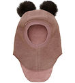 Huttelihut Balaclava - Wool - 2-layer - Burlwood w. Pom-Pom Huttelihut Balaclava - Wool - 2-layer - Burlwood w. Pom-Pom
