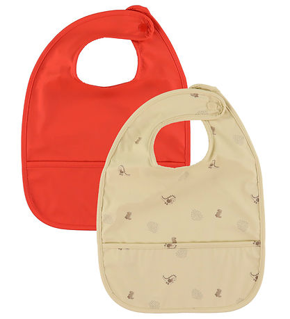 Bavoirs OYOY - 2 Pack - PU - Dino - Beurre/Cherry Red Bavoirs OYOY - 2 Pack - PU - Dino - Beurre/Cherry Red