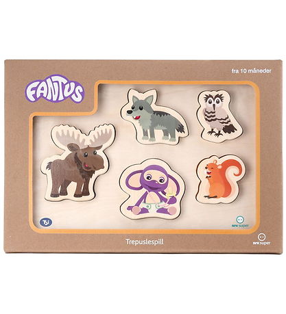 Fantorangen & Fantus Puzzle - bois - 5 Briques - Les Animaux I F Fantorangen & Fantus Puzzle - bois - 5 Briques - Les Animaux I F