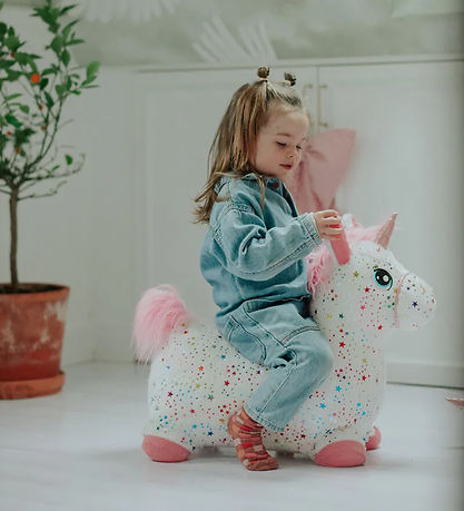 Krea Jumping Animal - Hop & Bounce Plush Unicorn w. Pink Hair