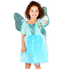 Den Goda Fen Costume - Fairy Dress w. Wings/Magic Wand - Turquoi Den Goda Fen Costume - Fairy Dress w. Wings/Magic Wand - Turquoi