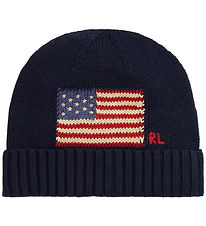 Polo Ralph Lauren Beanie - Knitted - Hunter Navy w. Flag