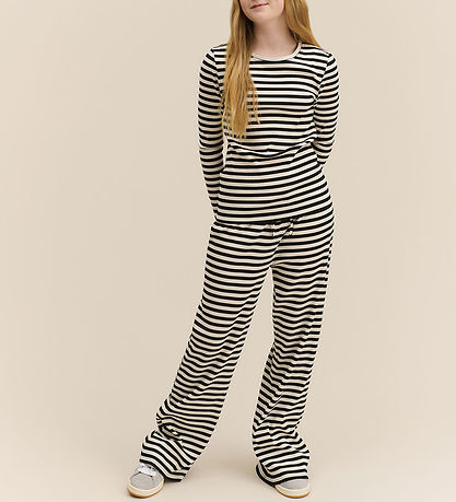 Rosemunde Trousers - Rib - Black White Stripe