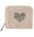 Sofie Schnoor Wallet - Faux Fur - Beige w. Silver Glitter Heart