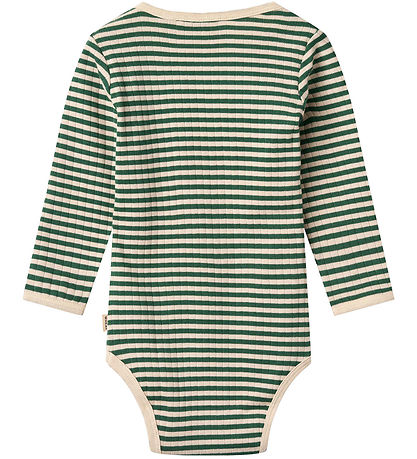 Wheat Bodysuit l/s - Bertie - Green Stripe