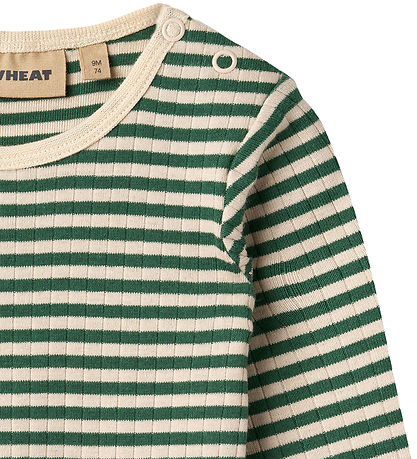 Wheat Bodysuit l/s - Bertie - Green Stripe