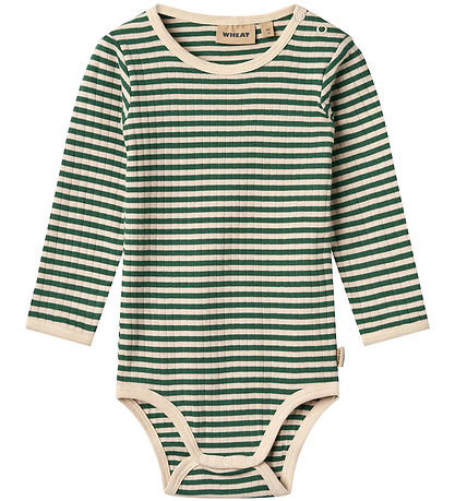 Wheat Bodysuit l/s - Bertie - Green Stripe