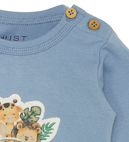 Hust and Claire Bodysuit l/s - HCBilly - Faded Blue w. Print