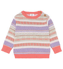 Hust and Claire Blouse - Knitted - HCPusle - Wild Coral w. Strip Hust and Claire Blouse - Knitted - HCPusle - Wild Coral w. Strip
