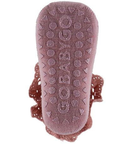 Chaussettes - Antidérantes GoBabyGo - Laine - Rose des bois av.  Chaussettes - Antidérantes GoBabyGo - Laine - Rose des bois av.
