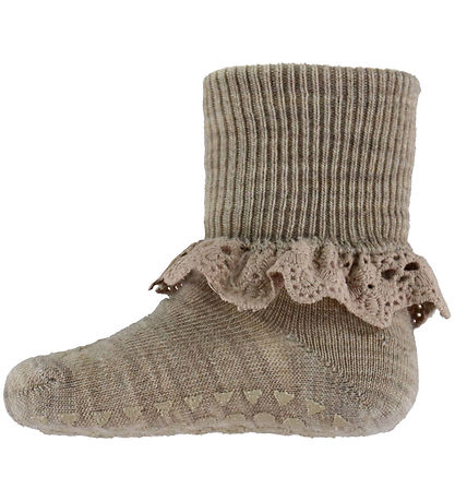 GoBabyGo Sokkar - Ull - Hálkugert - Light Brown Blandað
