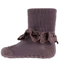 GoBabyGo Socken - Wolle - Rutschfest - Dark Purple Dove