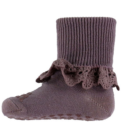 GoBabyGo Socks - Wool - Non-Slip - Dark Purple Dove