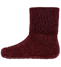 GoBabyGo Socken - Rutschfest - Wine Rot m. Glitter