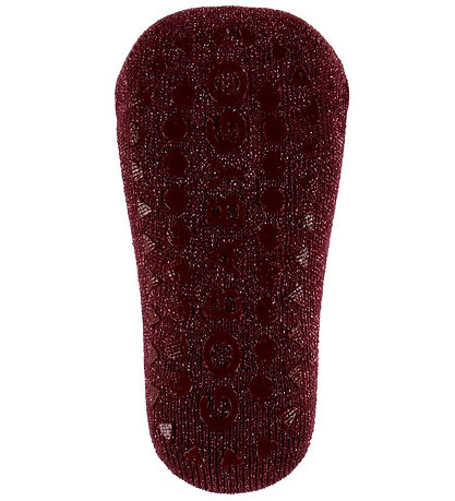 GoBabyGo Socks - Non-Slip - Wine Red w. Glitter
