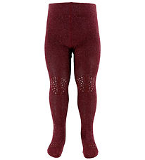 GoBabyGo Tights - Non-Slip - Bamboo - Wine Red w. Glitter