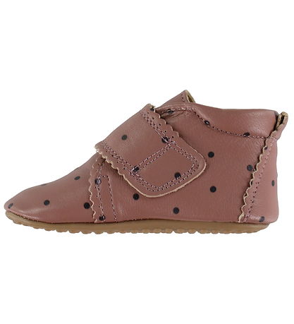 Pom Pom Prewalker - Velcro Scallops - Vintage Rose Dot