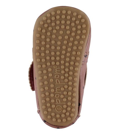 Pom Pom Prewalker - Velcro Scallops - Vintage Rose Dot