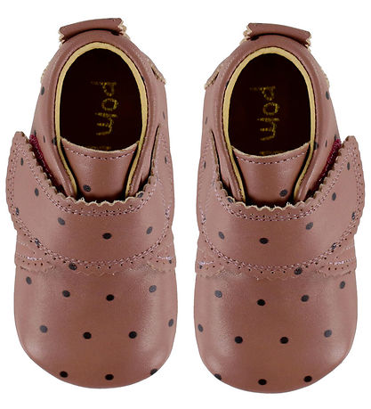 Pom Pom Prewalker - Velcro Scallops - Vintage Rose Dot