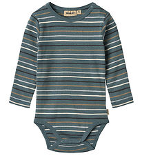 Wheat Bodysuit l/s - Freddie - Blue Multi Stripe