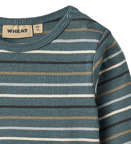 Wheat Bodysuit l/s - Freddie - Blue Multi Stripe