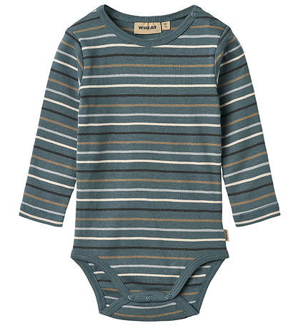 Wheat Bodysuit l/s - Freddie - Blue Multi Stripe
