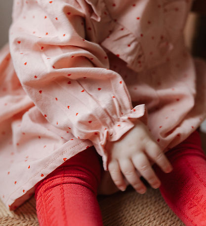 Petit Piao Klänning - Rosa Heart m. Volanger