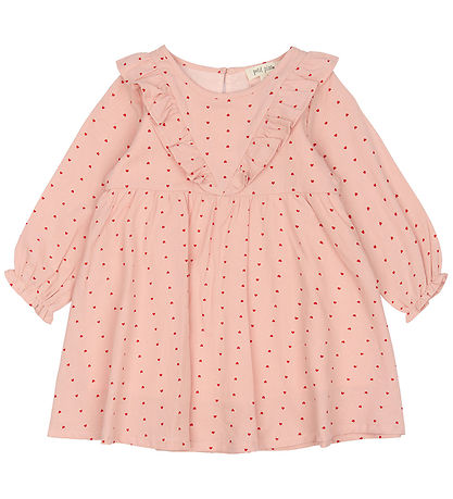 Petit Piao Klänning - Rosa Heart m. Volanger
