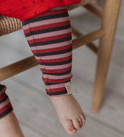 Petit Piao Leggings - Rib - Modal - Biking Red Multistripe Petit Piao Leggings - Rib - Modal - Biking Red Multistripe
