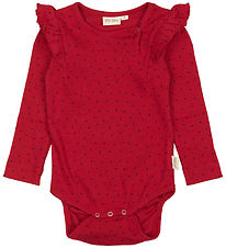 Petit Piao Bodysuit l/s - Rib - Modal - Frill - Jet Red/Biking R