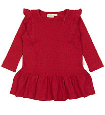 Petit Piao Kleid - Rib - Modal - Frill - Jet Rot/Radfahren Rot