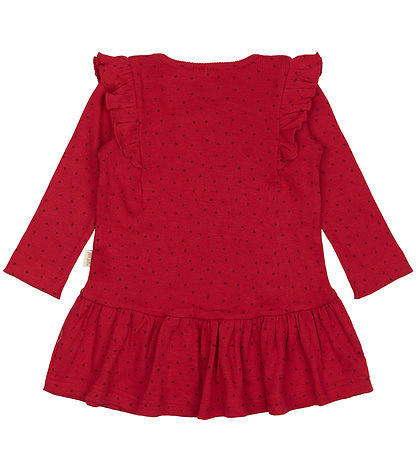 Petit Piao Kleid - Rib - Modal - Frill - Jet Rot/Radfahren Rot