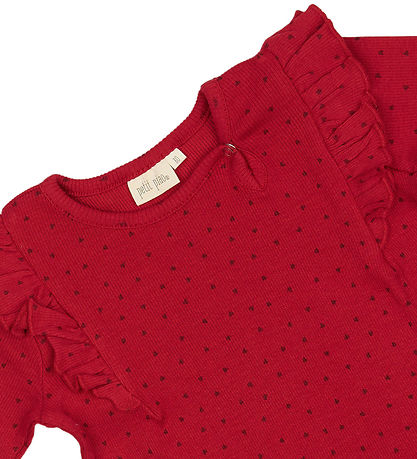 Petit Piao Kleid - Rib - Modal - Frill - Jet Rot/Radfahren Rot